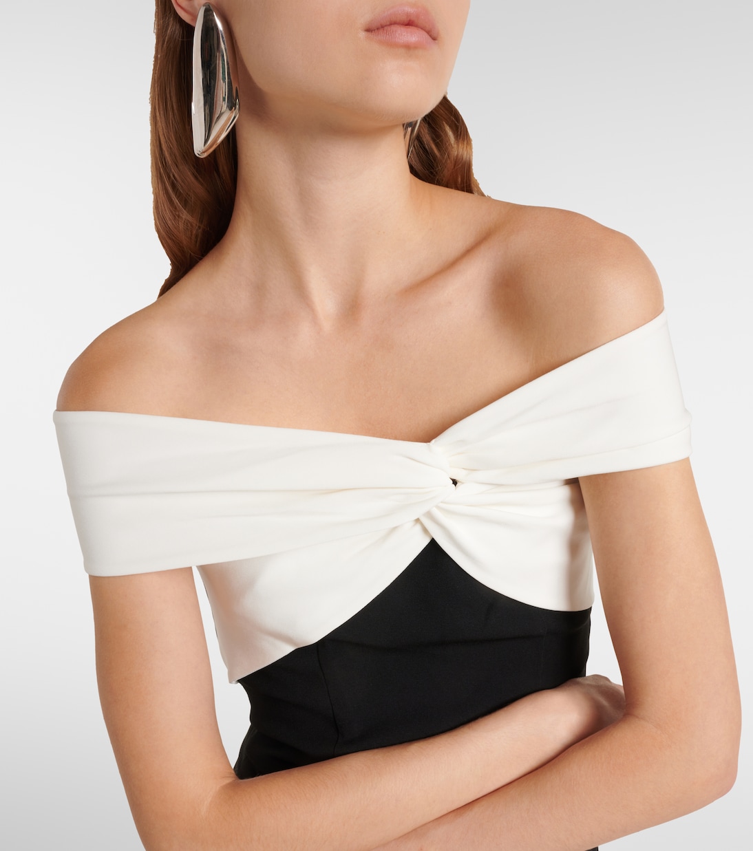 Colorblocked gathered cady top | Roland Mouret