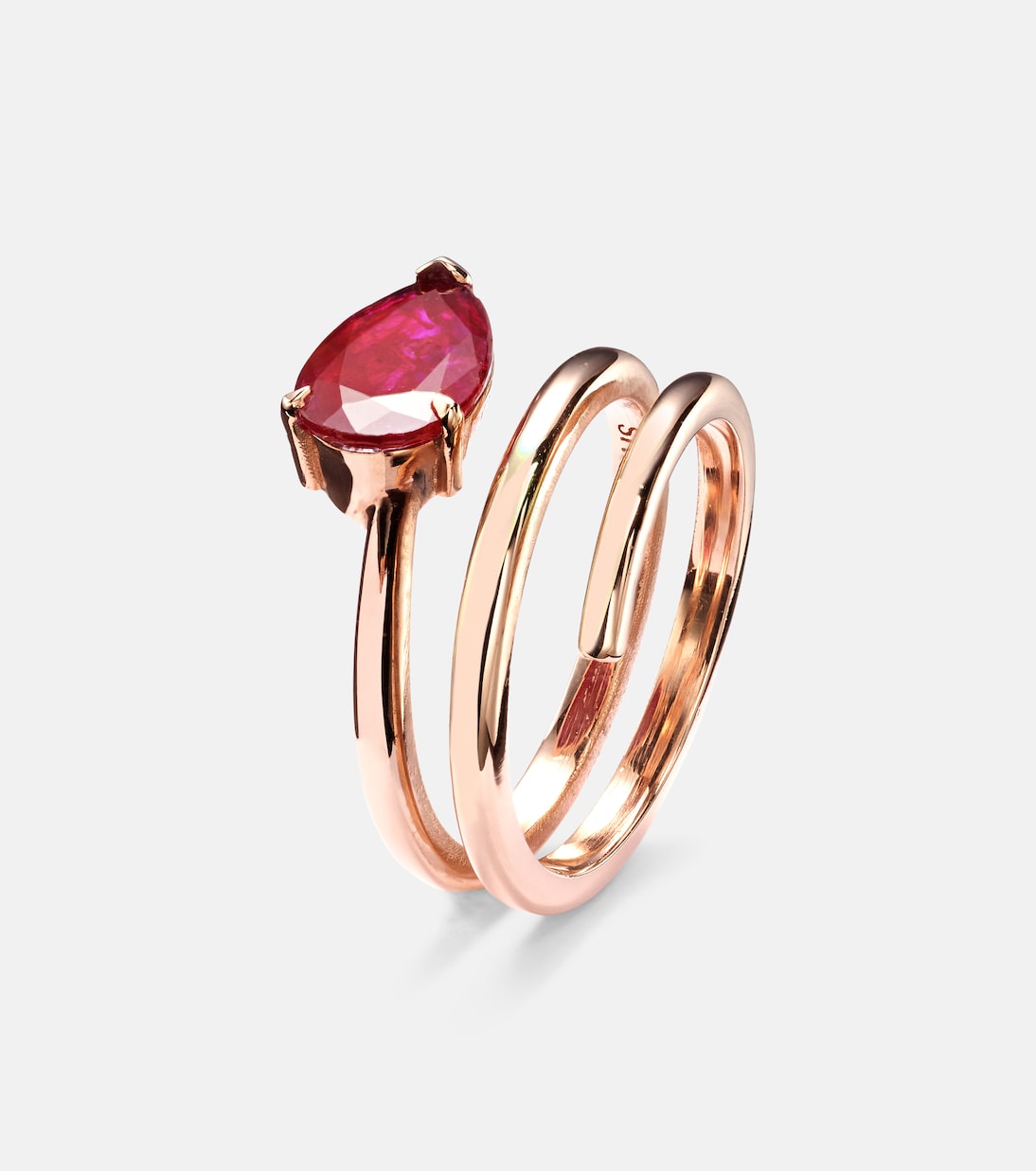 Ruby Pear 18kt rose gold pinky ring with ruby | Shay Jewelry