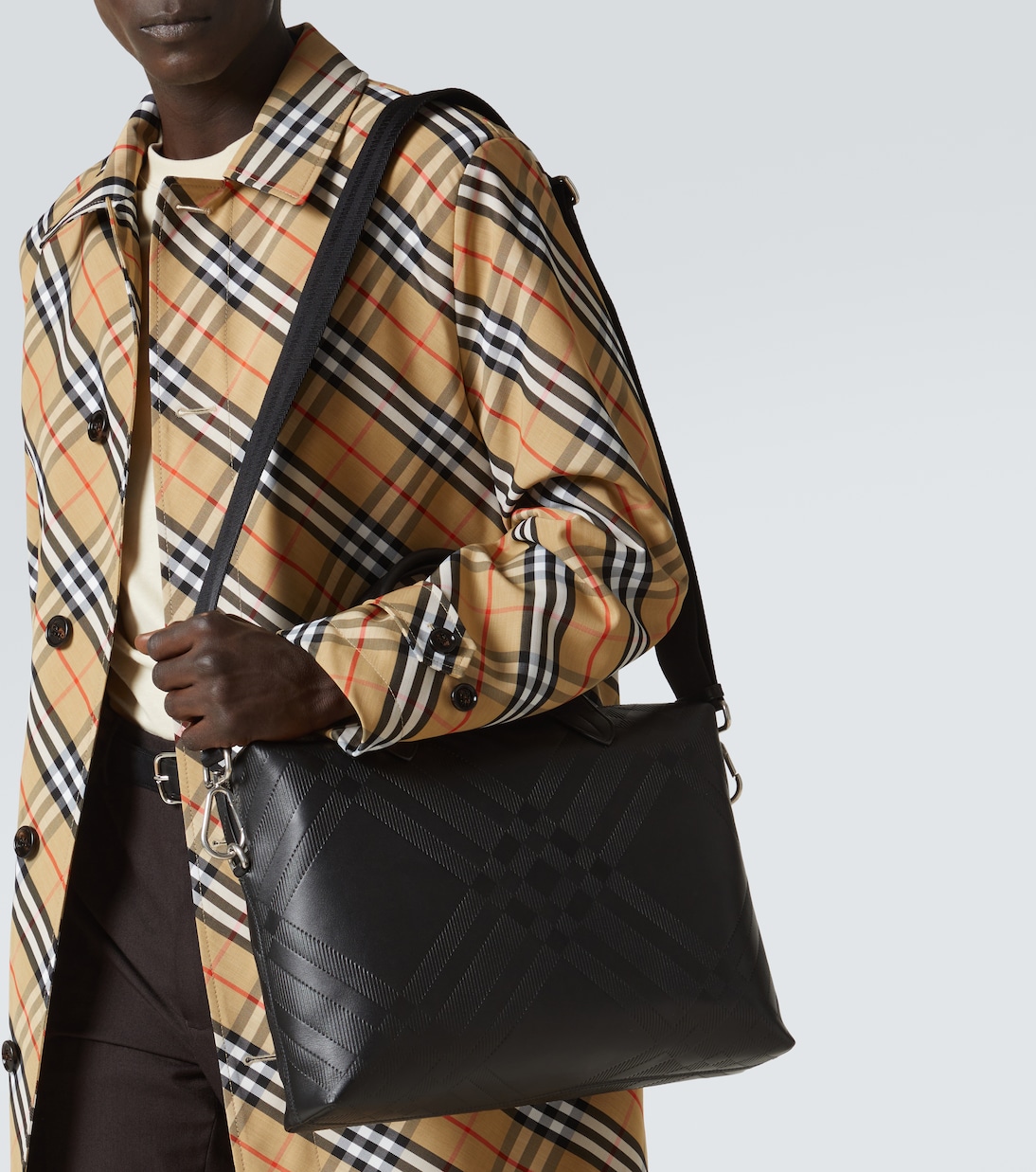 Burberry Check debossed leather briefcase | Burberry