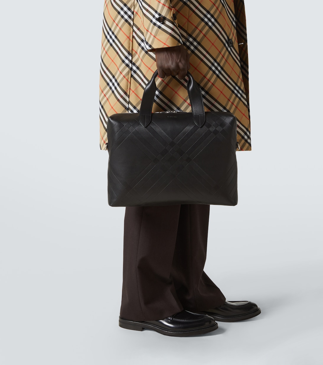 Burberry Check debossed leather briefcase | Burberry