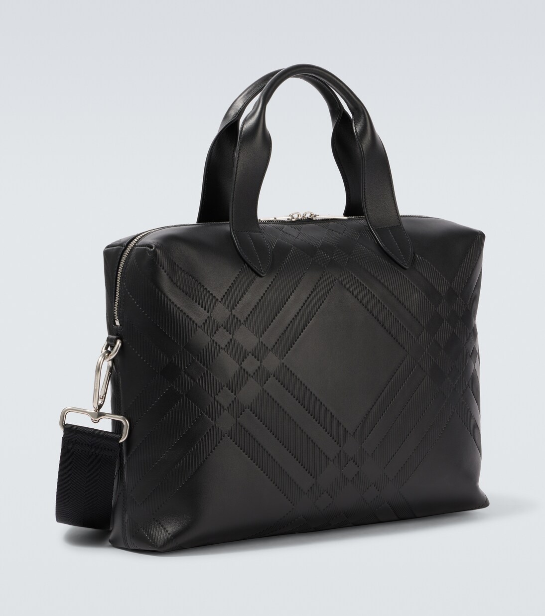 Burberry Check debossed leather briefcase | Burberry