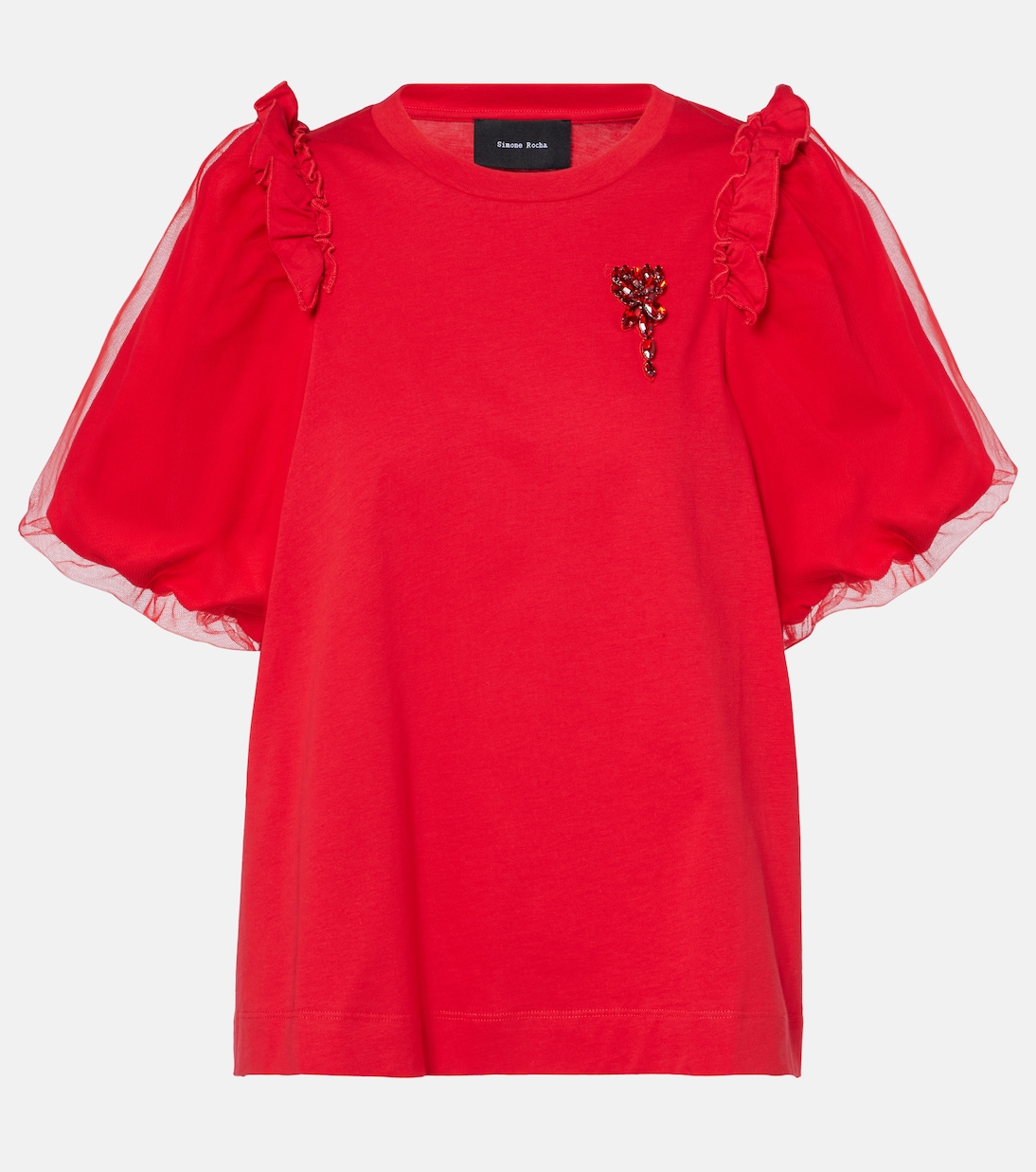 Embellished tulle and jersey top | Simone Rocha