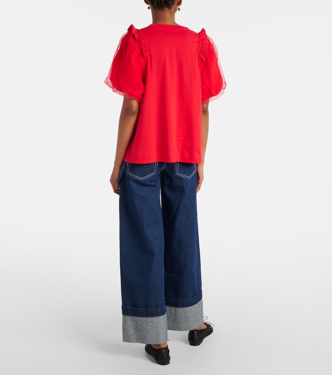 Embellished tulle and jersey top | Simone Rocha