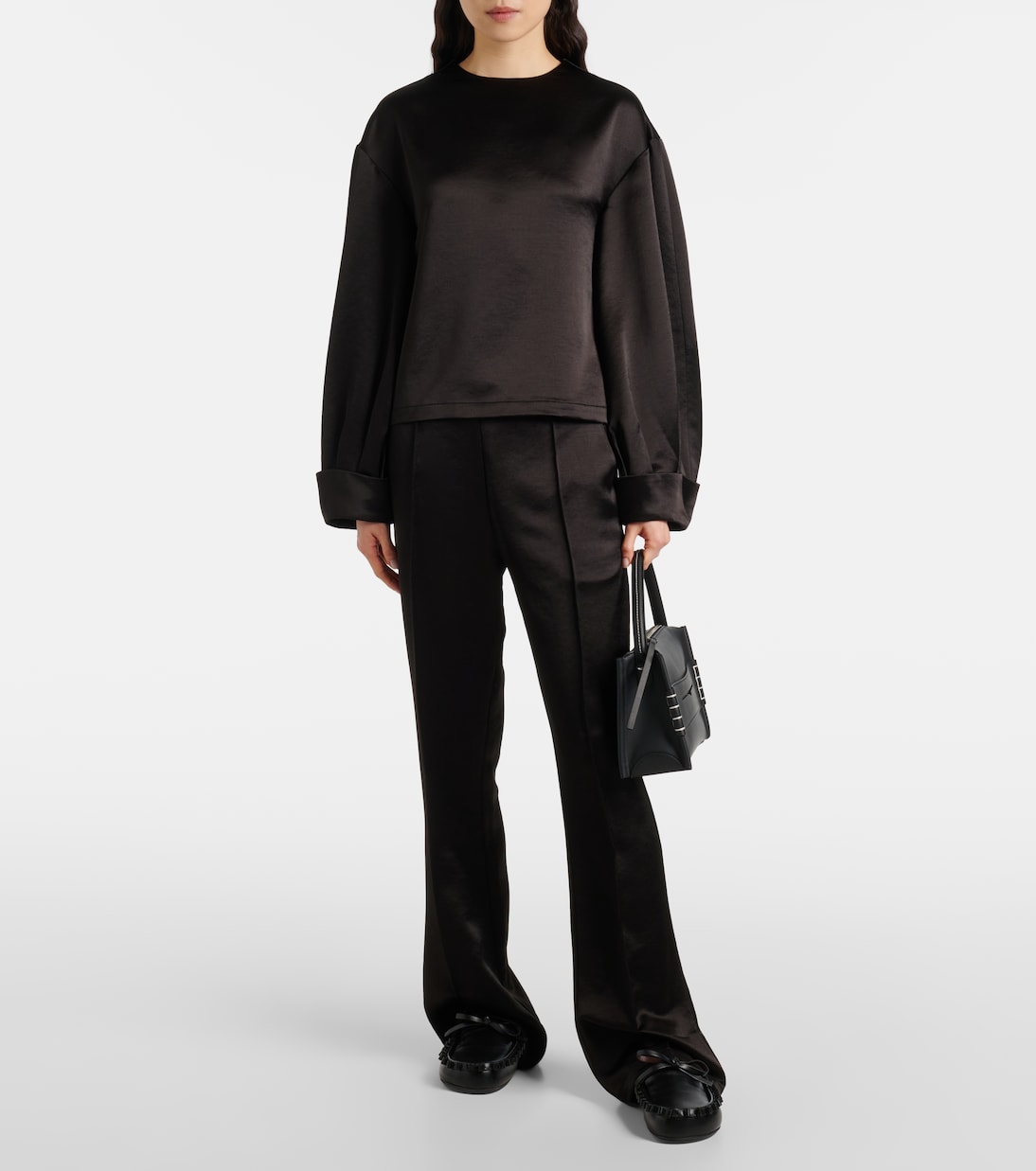 Pantaloni flared in raso a vita media | JW Anderson