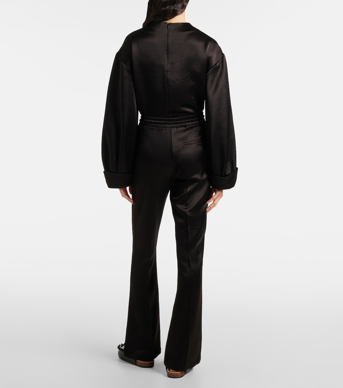 Pantaloni flared in raso a vita media | JW Anderson