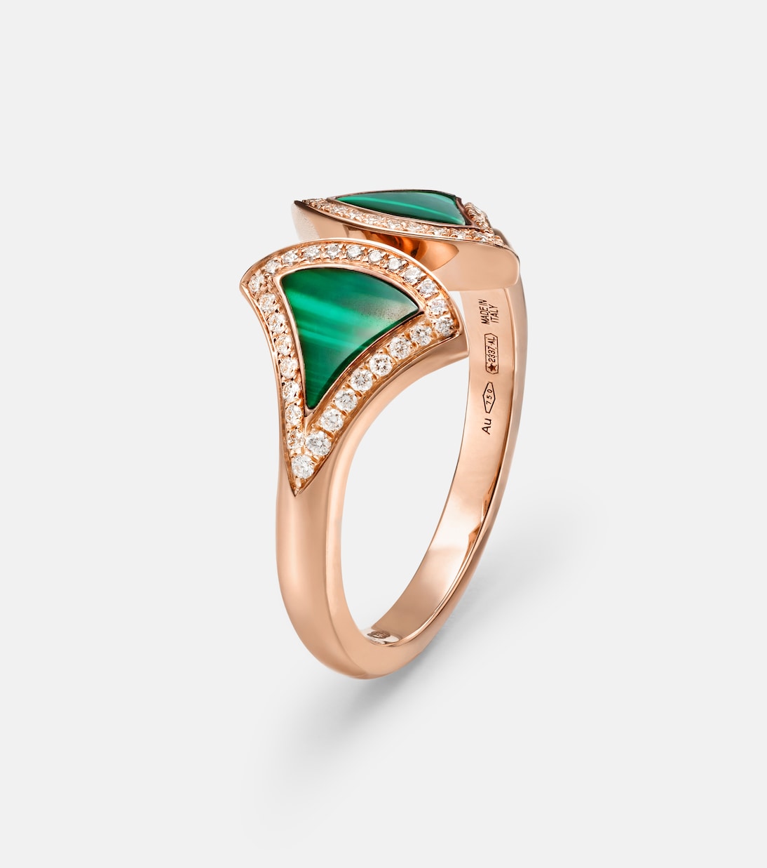 Anello Divas' Dream in oro rosa 18kt con malachite e diamanti | Bvlgari