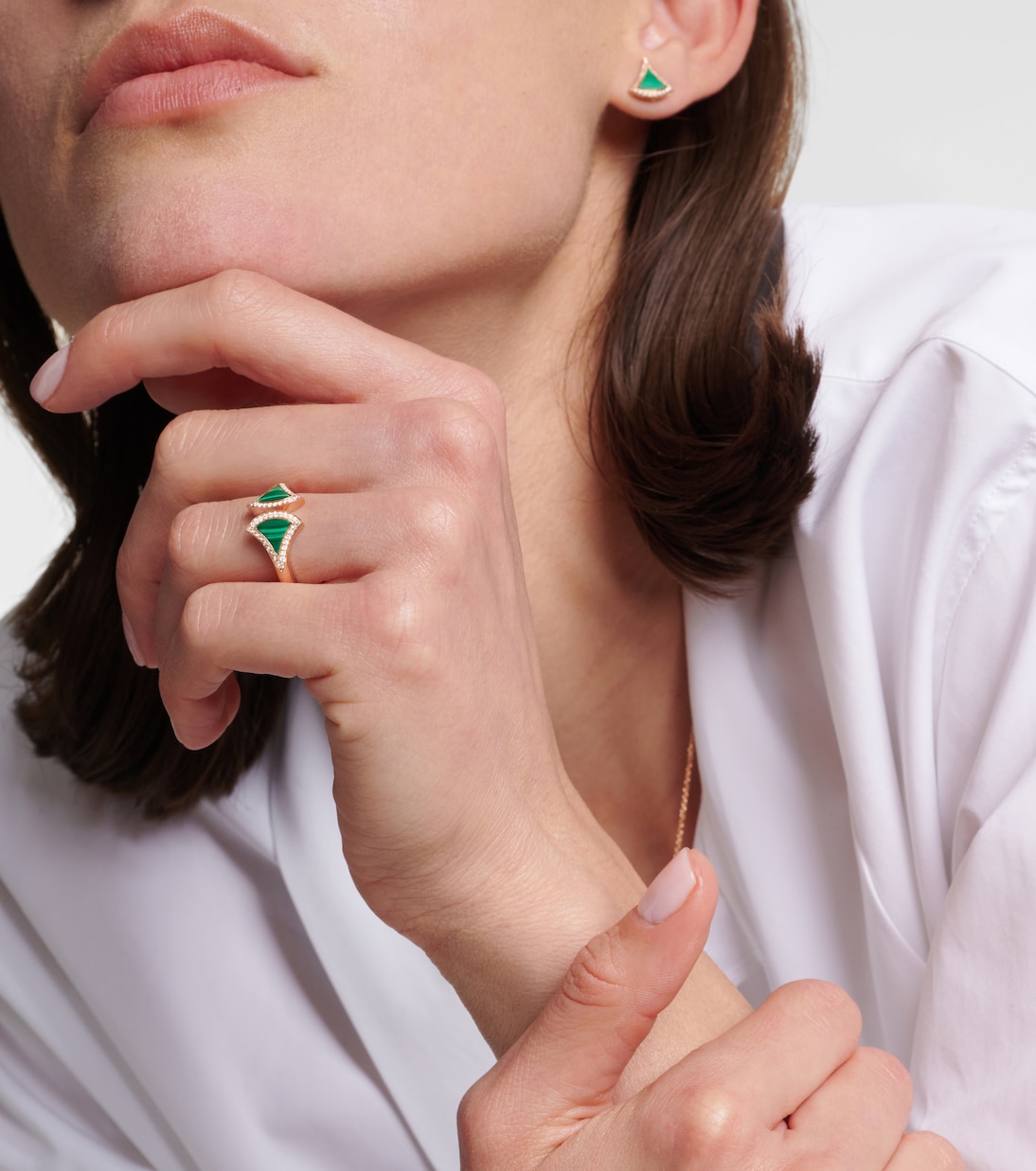 Anello Divas' Dream in oro rosa 18kt con malachite e diamanti | Bvlgari