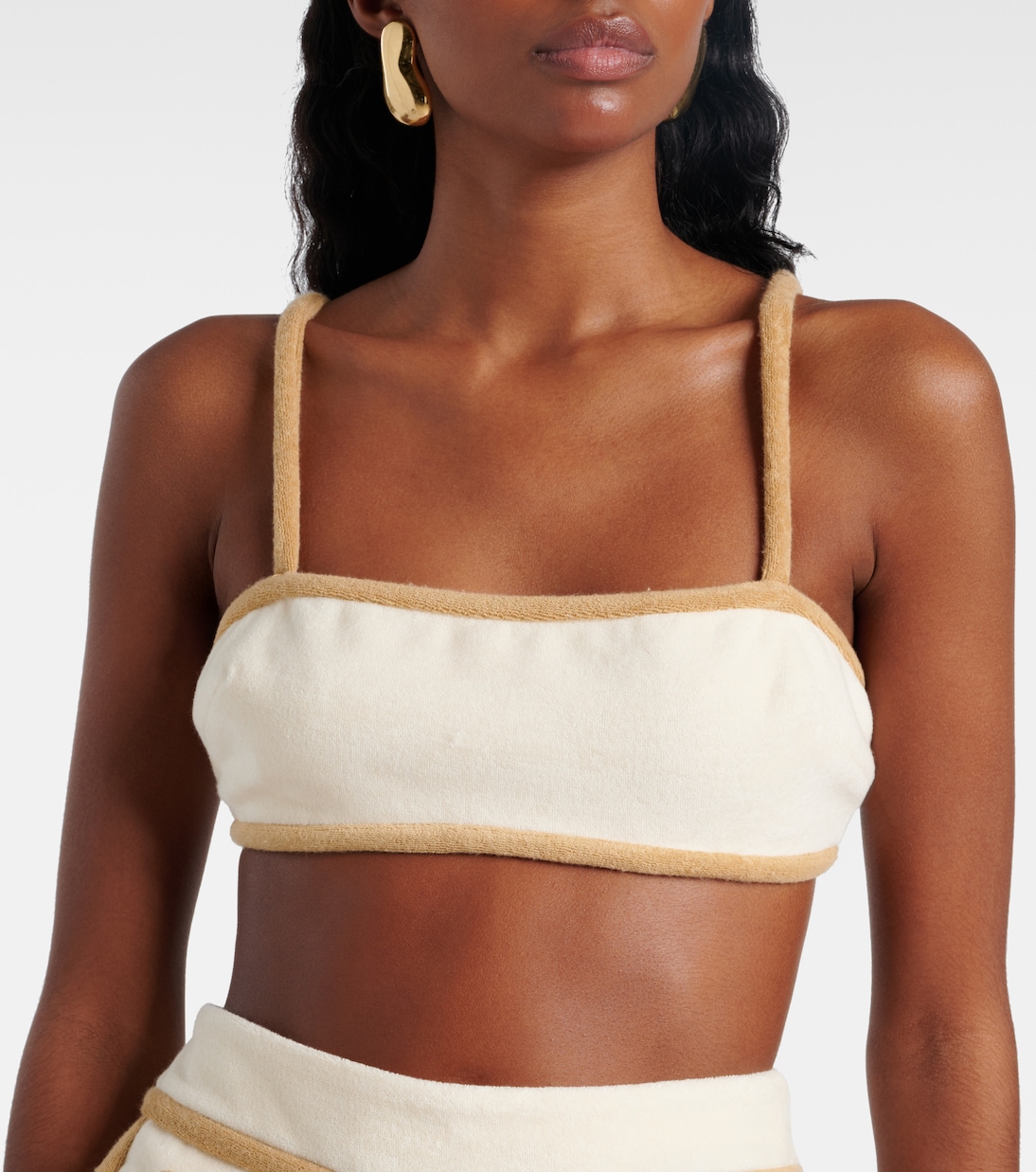 Cotton-blend terry crop top | Adriana Degreas