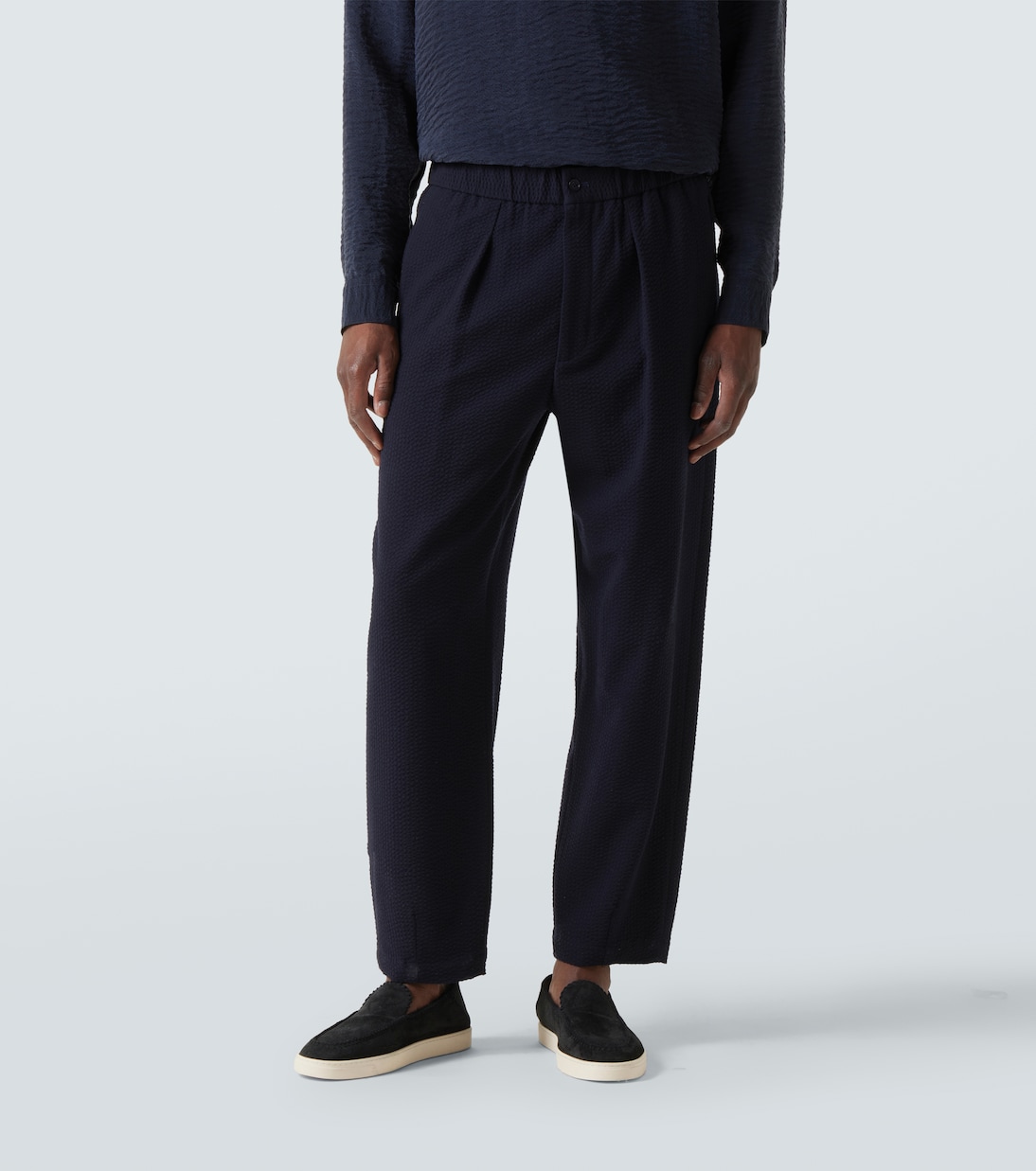 Wool and cashmere-blend straight pants | Giorgio Armani
