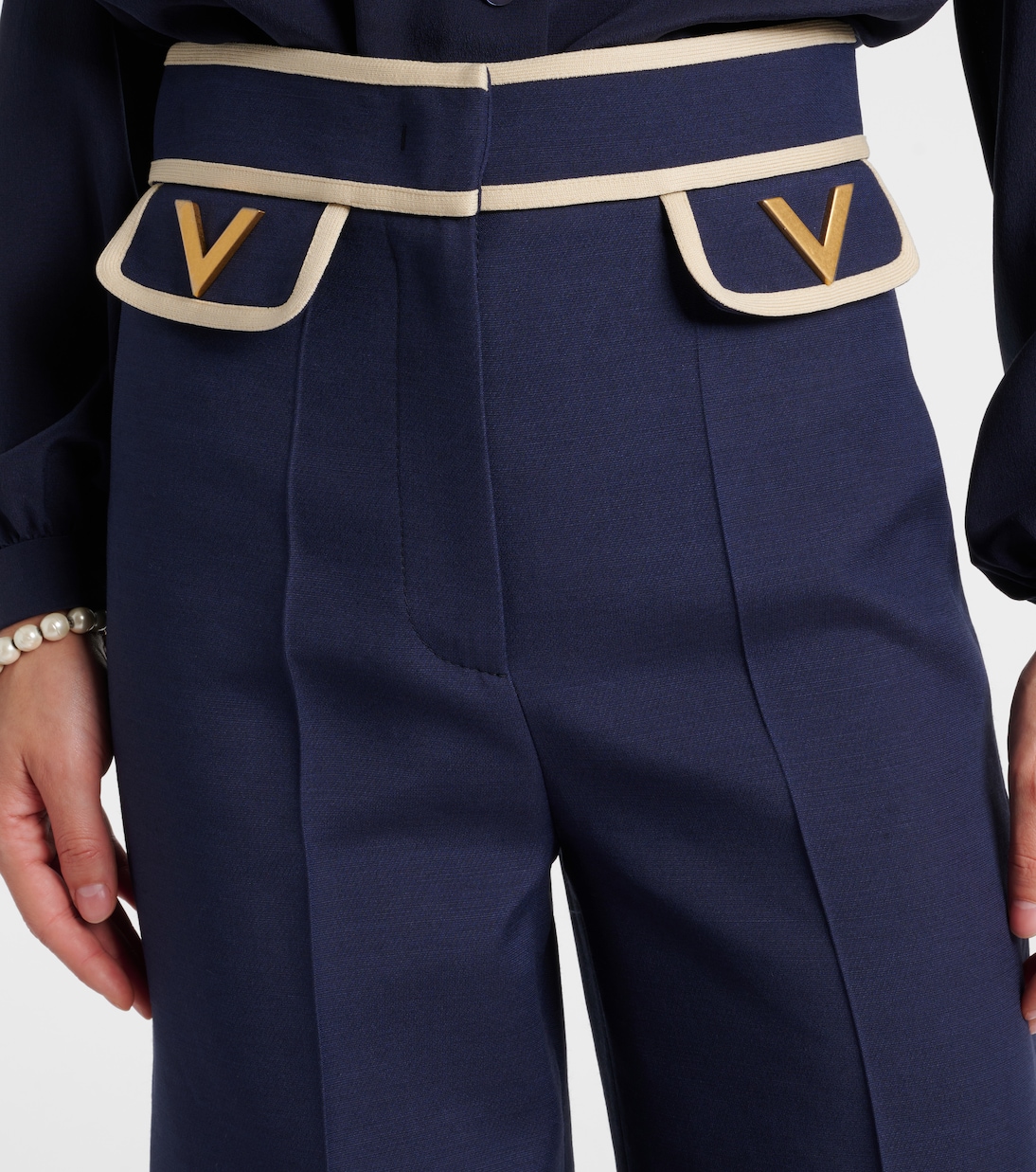 Weite Hose VGold aus Crepe Couture | Valentino