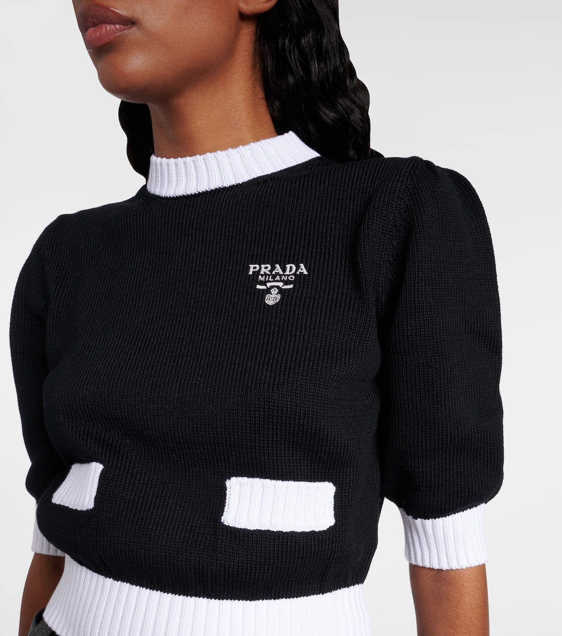Pullover cropped in cotone | Prada