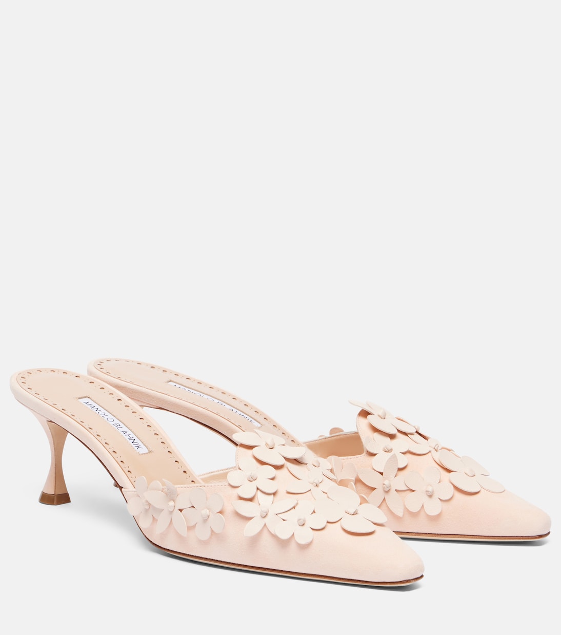 Harnes 50 floral-appliqué leather mules | Manolo Blahnik
