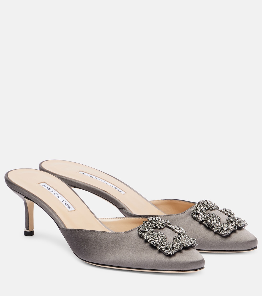 Hangisimu embellished satin mules | Manolo Blahnik