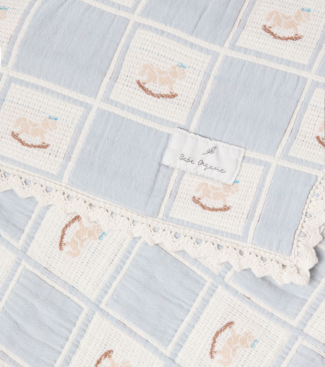 Baby - Coperta in cotone con ricamo Rocking Horse  | Bebe Organic