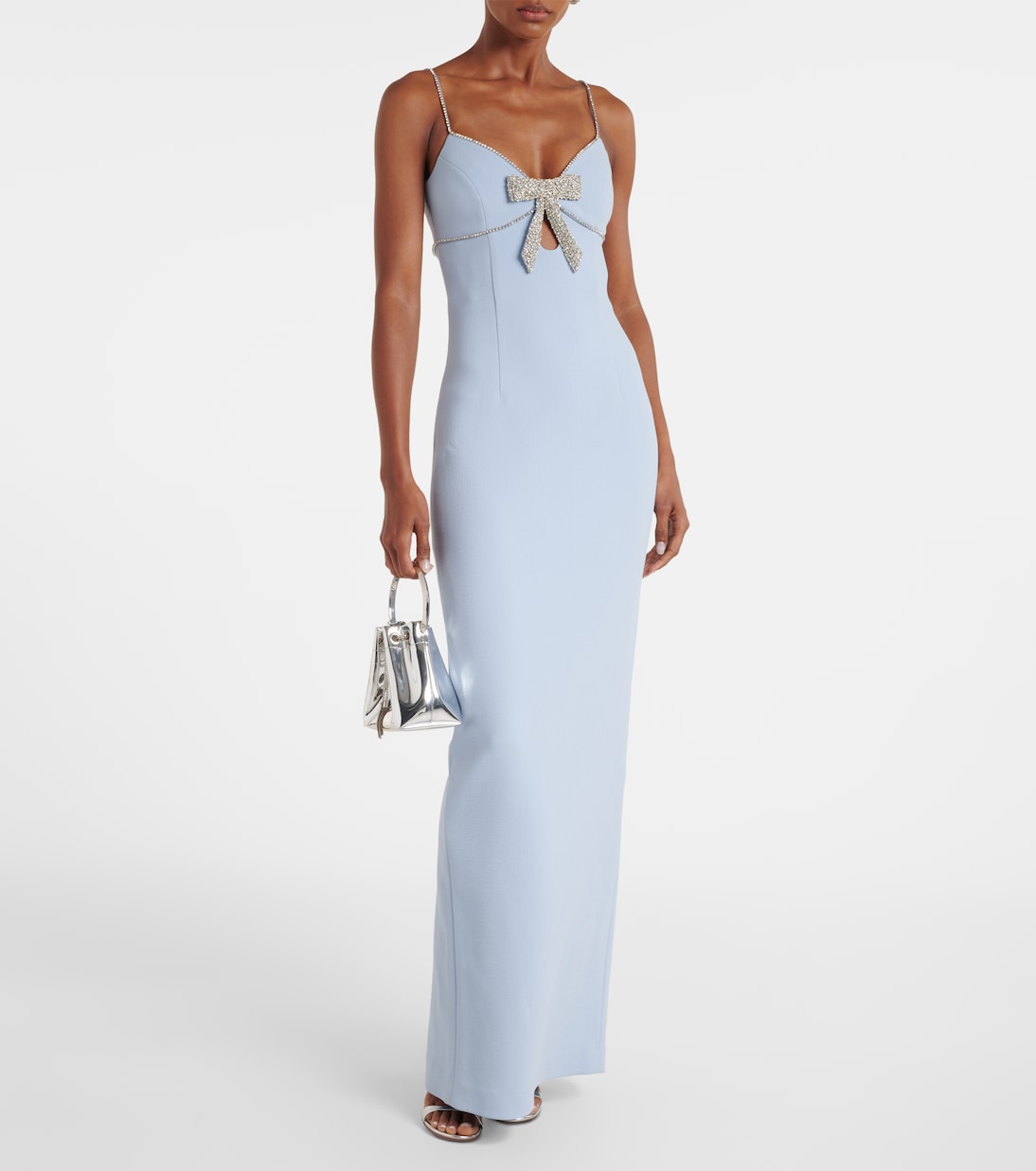 Bow-detail embellished crêpe gown | Rebecca Vallance