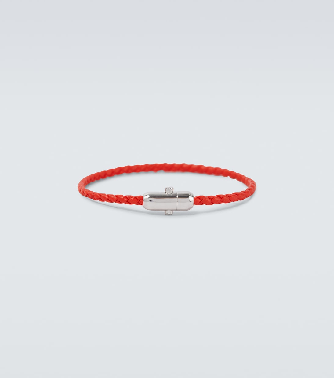 Braided leather and sterling silver bracelet | Bottega Veneta