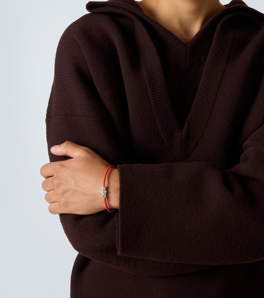 Braided leather and sterling silver bracelet | Bottega Veneta
