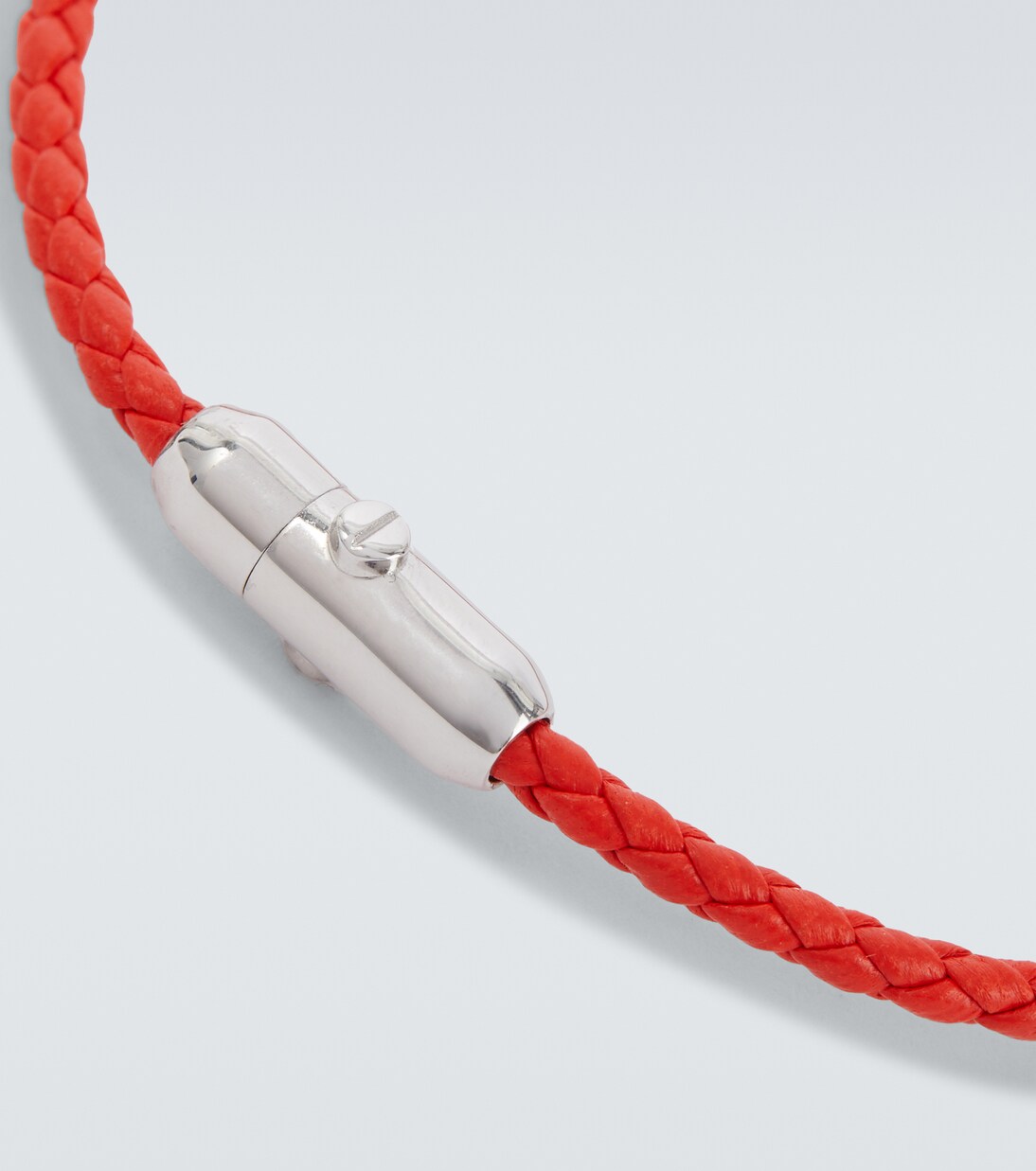 Braided leather and sterling silver bracelet | Bottega Veneta