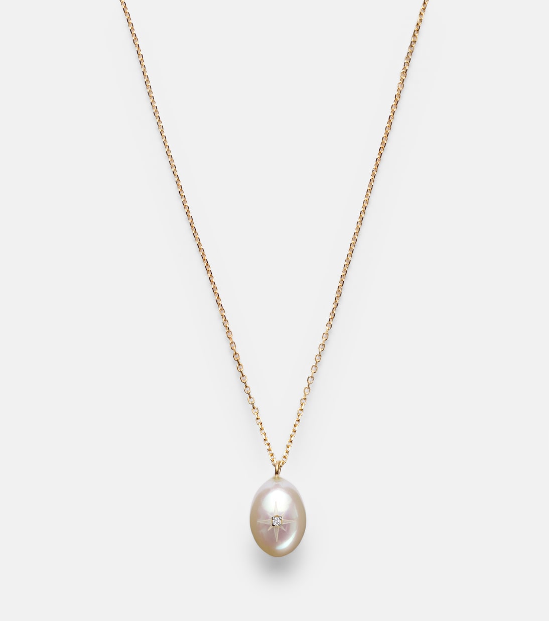 Collar de oro de 14 ct con perla y diamante | Mateo