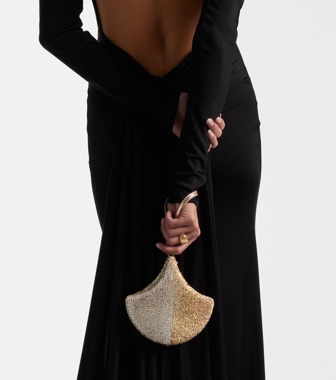 Clutch Ginkgo de ante con cristales | Bvlgari