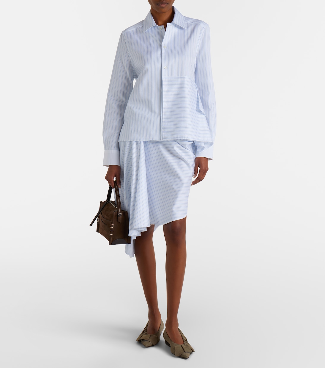 Striped draped cotton poplin miniskirt | JW Anderson