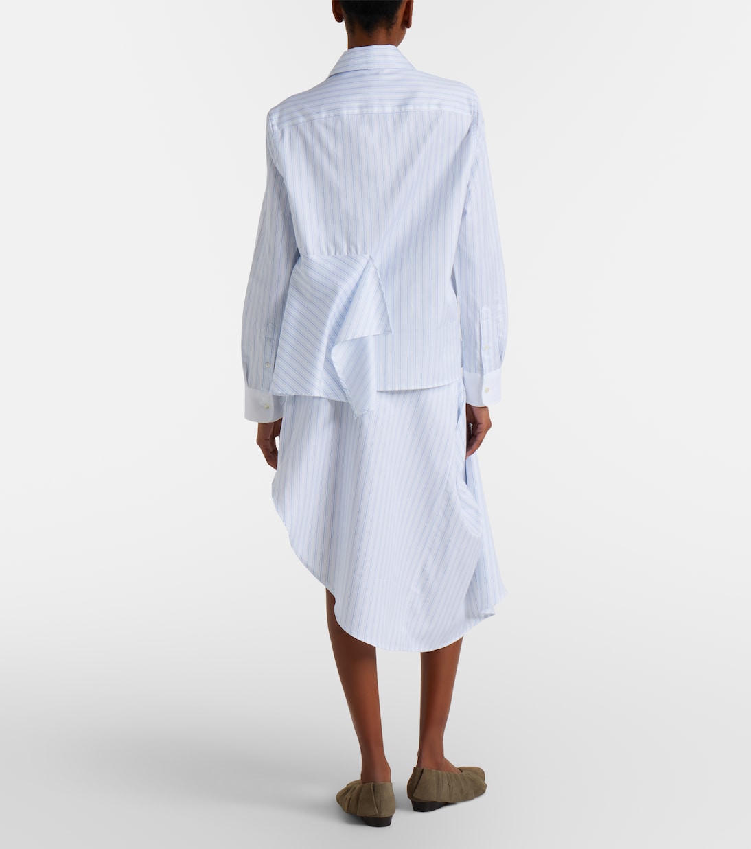 Striped draped cotton poplin miniskirt | JW Anderson