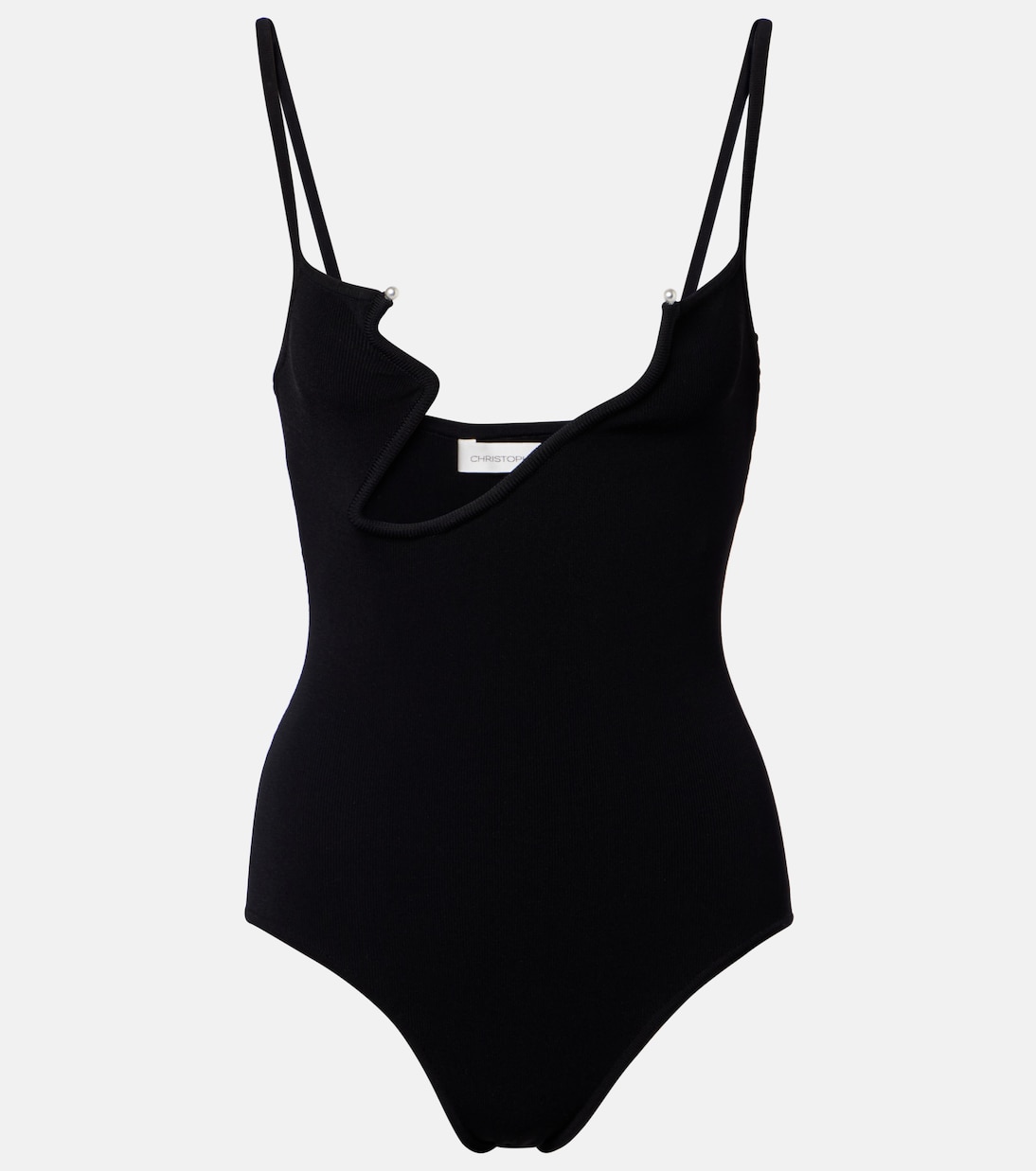 Odessa cutout embellished ribbed-knit bodysuit | Christopher Esber