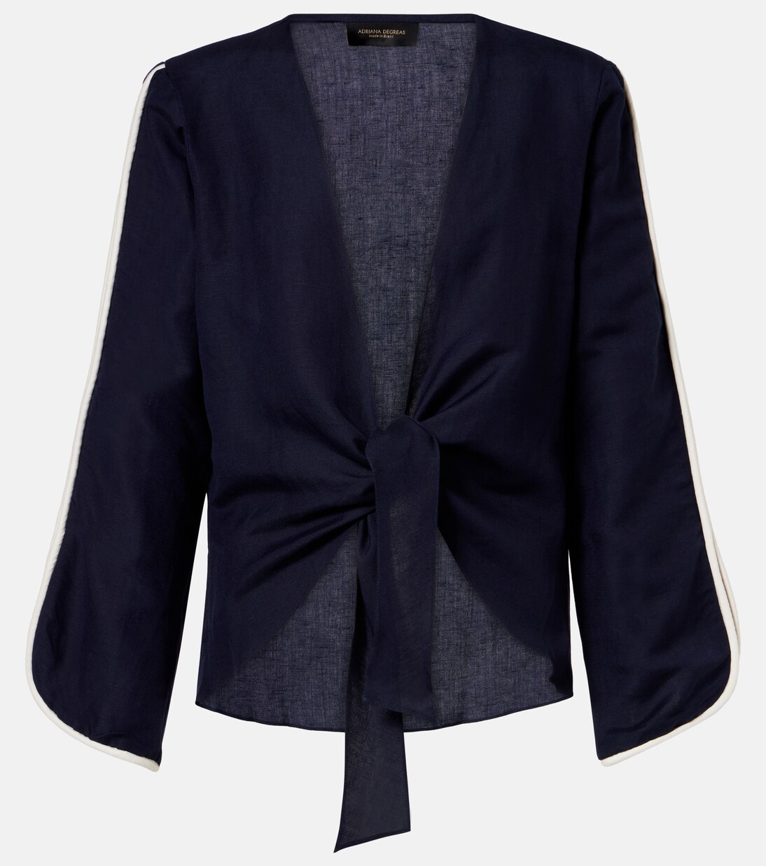 Bicolor linen-blend top | Adriana Degreas