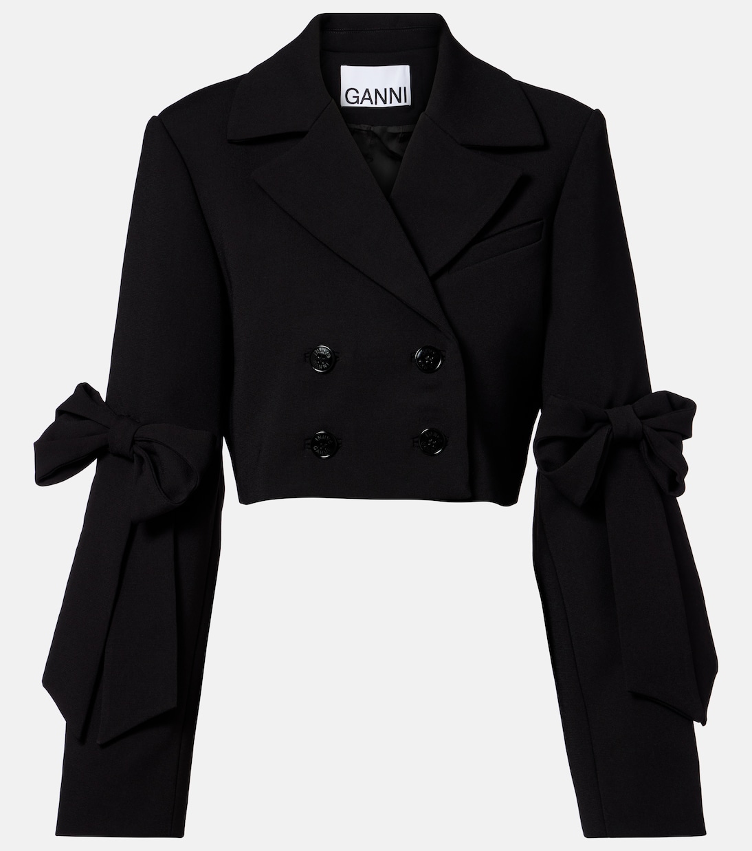 Double-breasted cropped blazer | Ganni