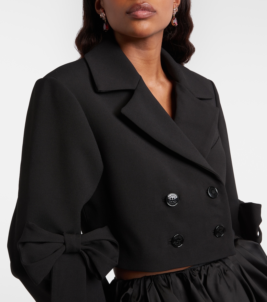 Double-breasted cropped blazer | Ganni