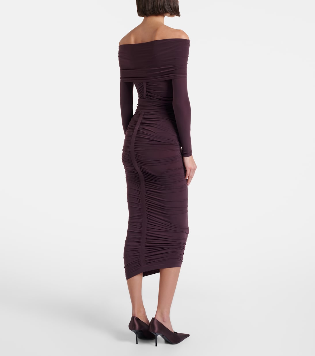 Ruched semi-sheer off-shoulder top | Wolford