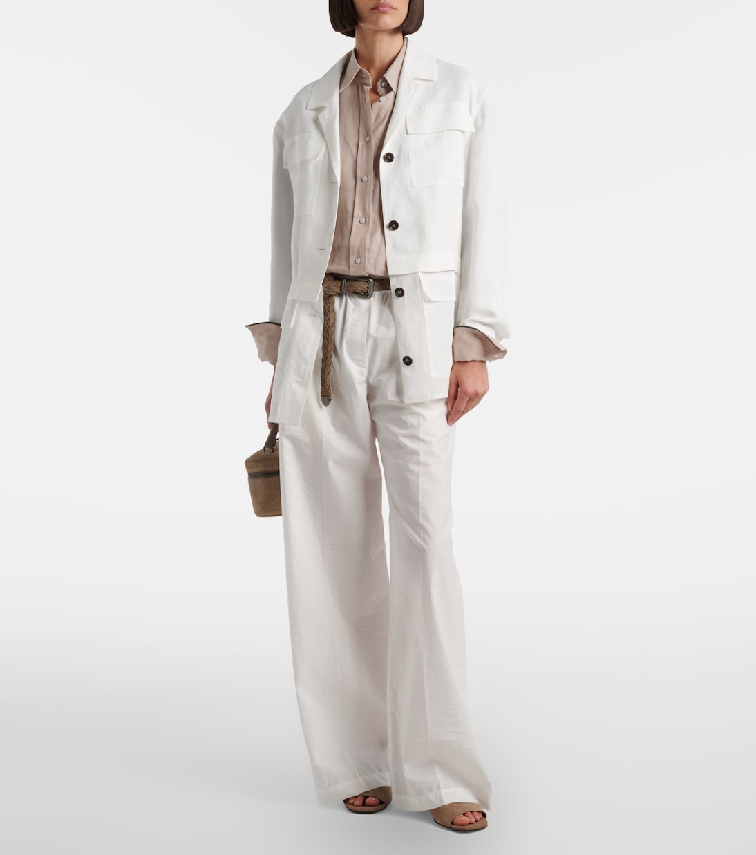 Cotton-blend wide-leg pants | Brunello Cucinelli