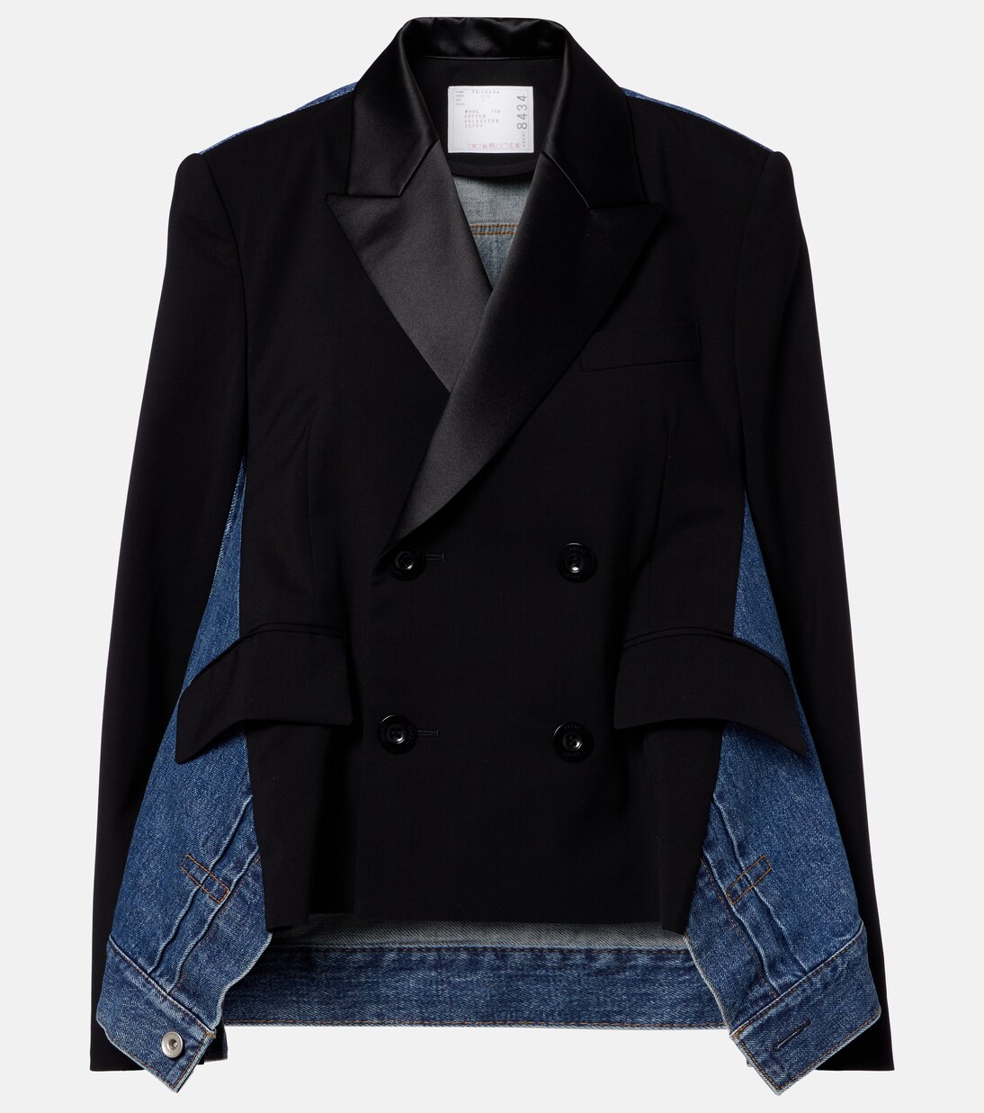 Double-breasted denim and wool jacket | Sacai