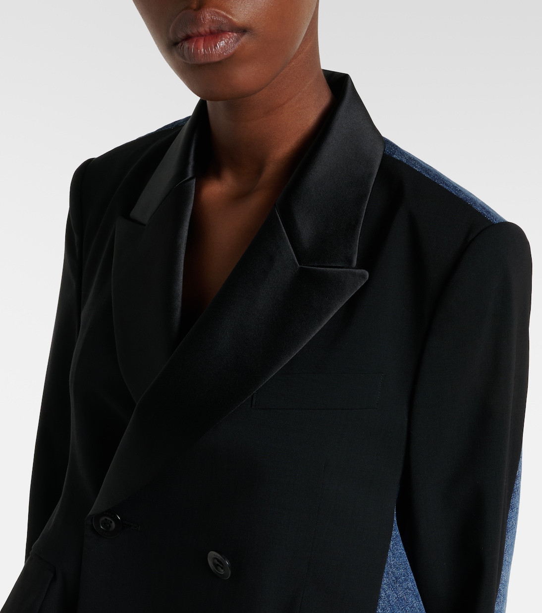 Double-breasted denim and wool jacket | Sacai