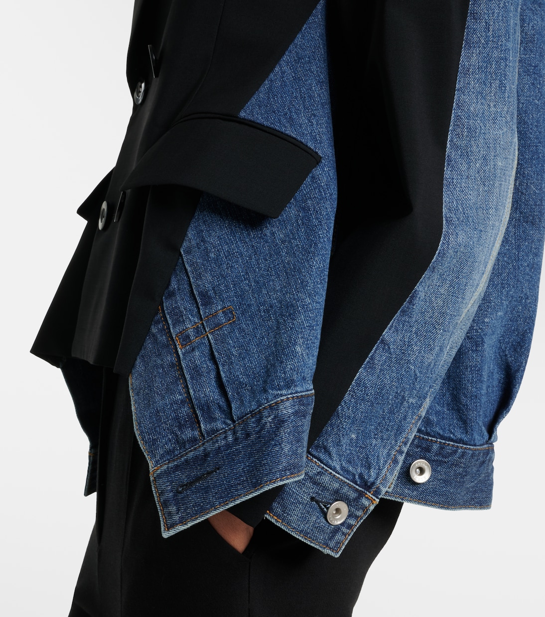 Double-breasted denim and wool jacket | Sacai