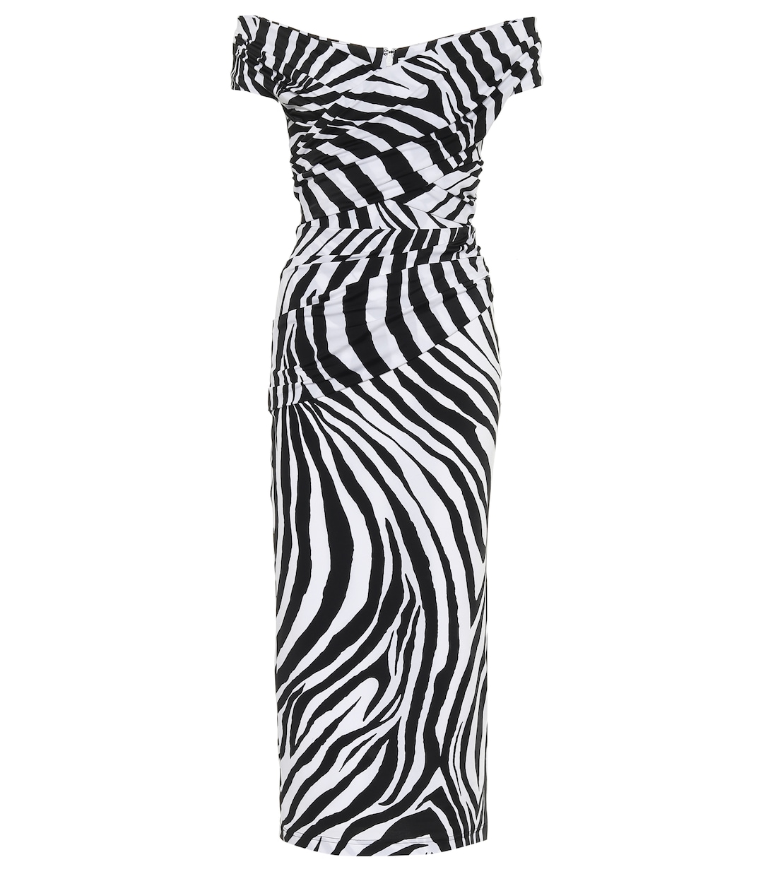 Off-shoulder zebra-print midi dress | Halpern