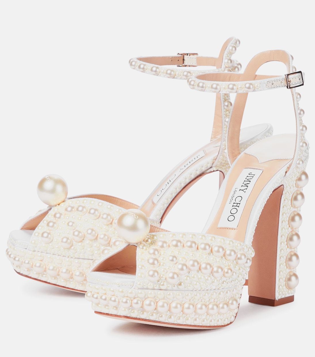 Saracria 120 embellished satin sandals | Jimmy Choo
