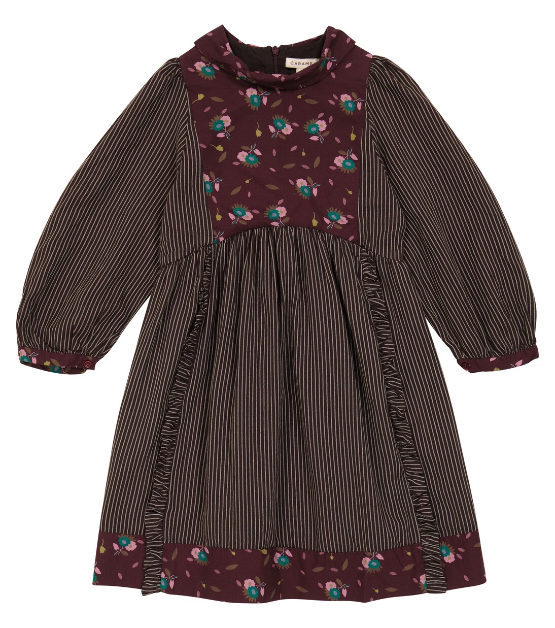 Earth printed cotton dress | Caramel