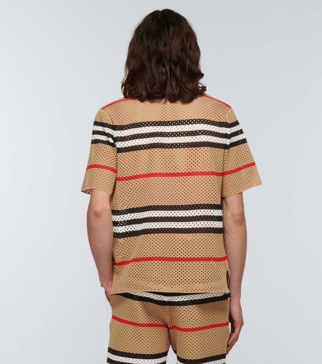 Icon Striped open-knit shirt in beige - Burberry | Mytheresa