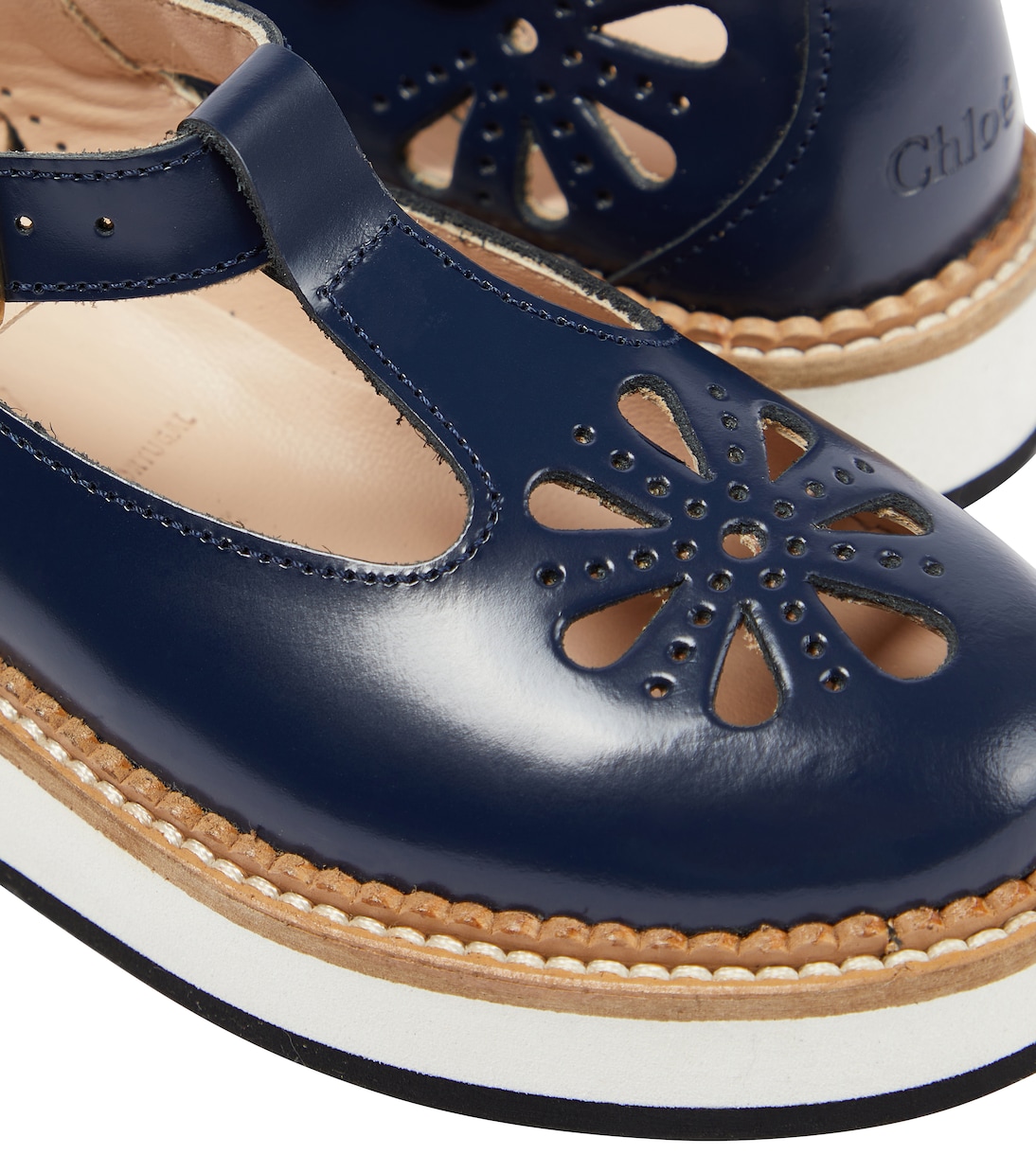Stringate in pelle con cut-out | Chloé Kids