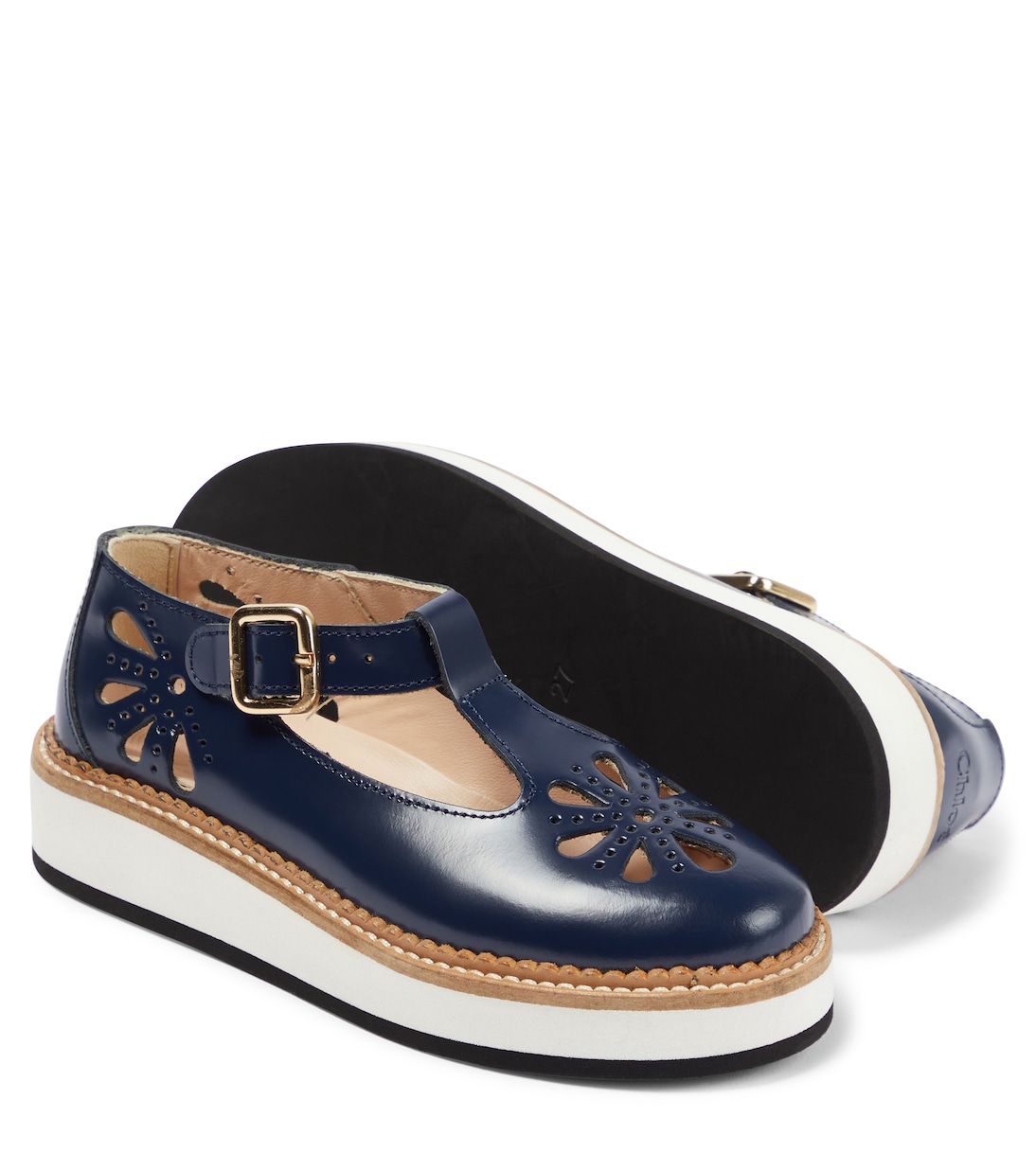 Stringate in pelle con cut-out | Chloé Kids