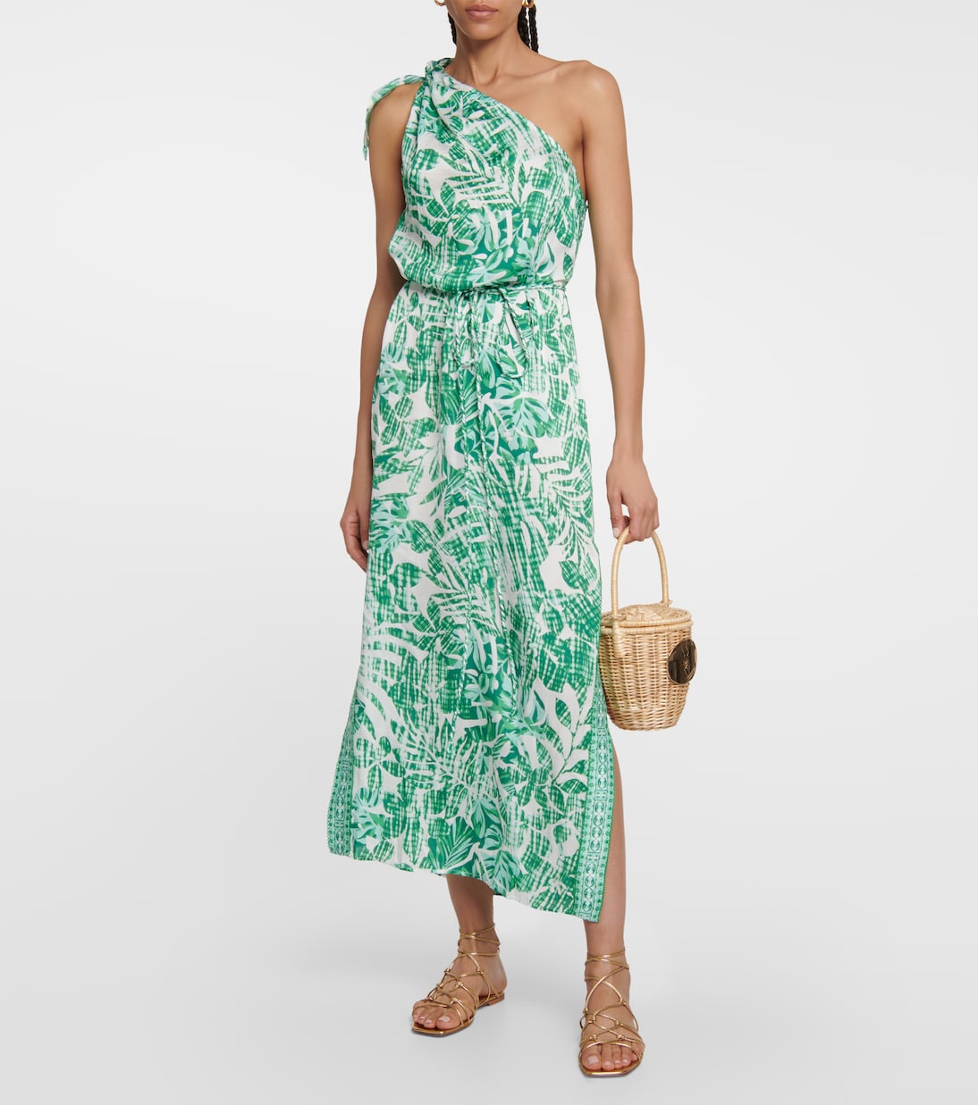 Isabelle printed one-shoulder kaftan | Poupette St Barth