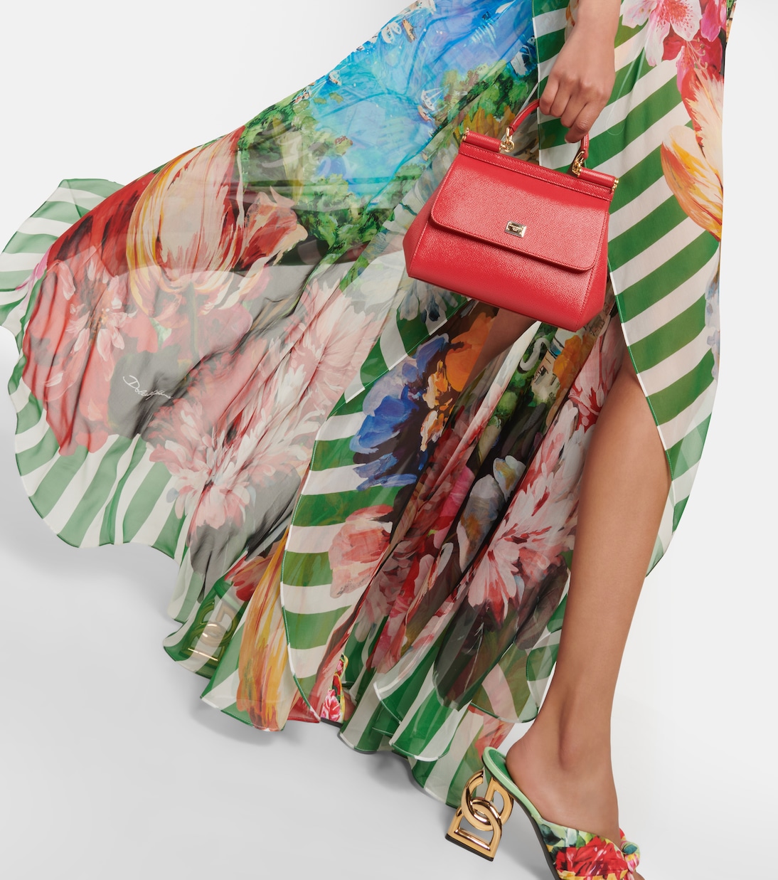 Abito lungo Portofino in chiffon di seta | Dolce&Gabbana