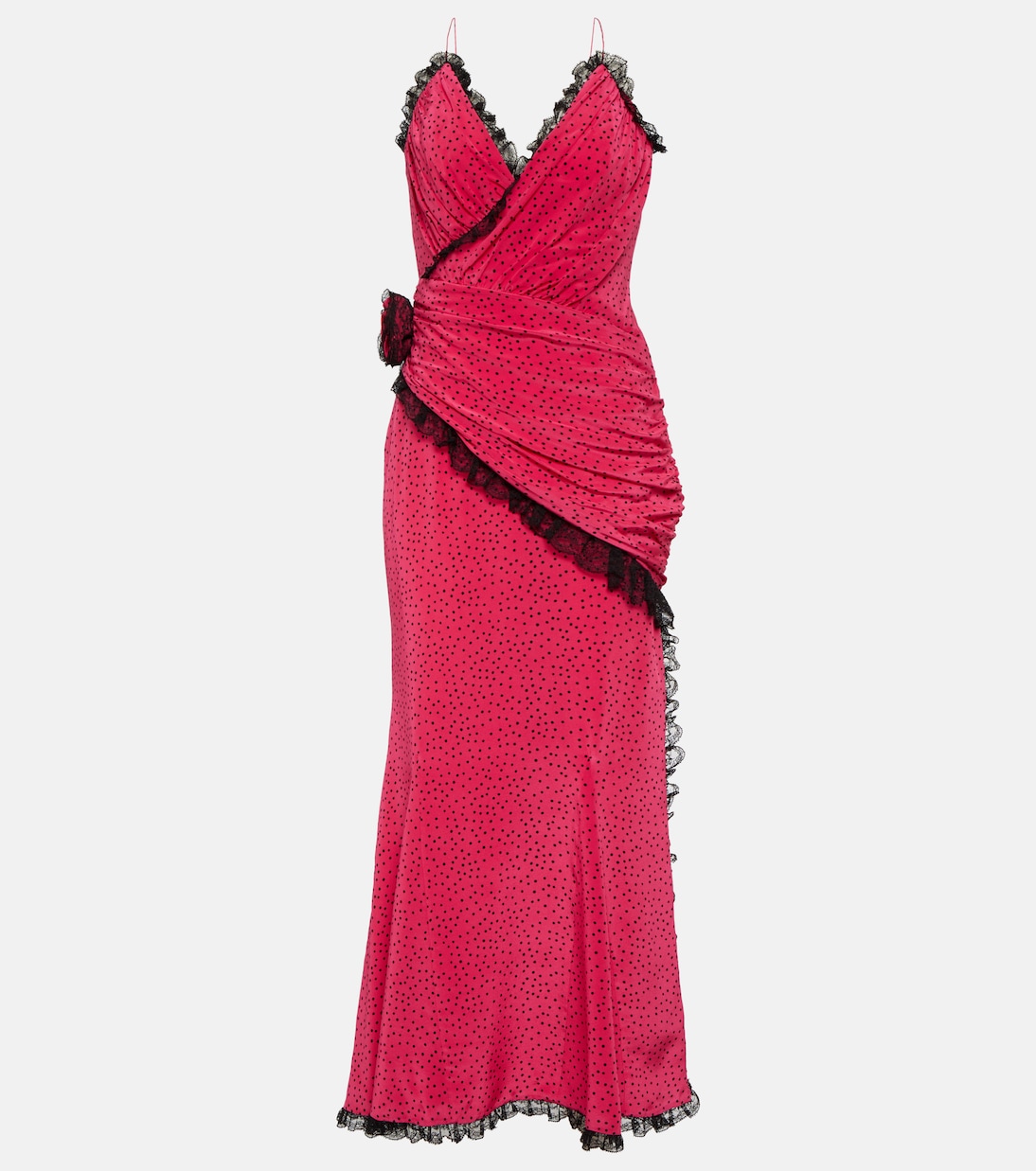 Vestido largo de seda con apliques | Alessandra Rich