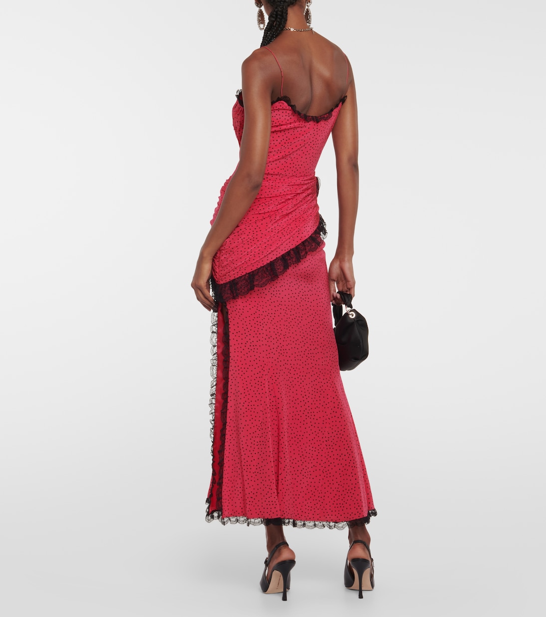 Vestido largo de seda con apliques | Alessandra Rich