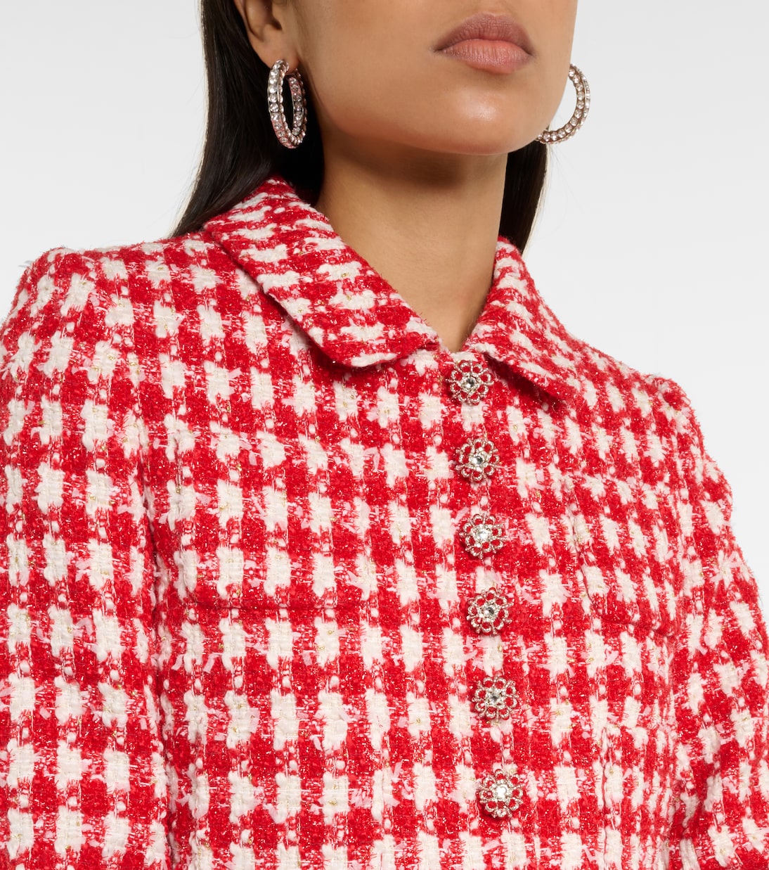 Houndstooth boucle jacket in red Self Portrait Mytheresa