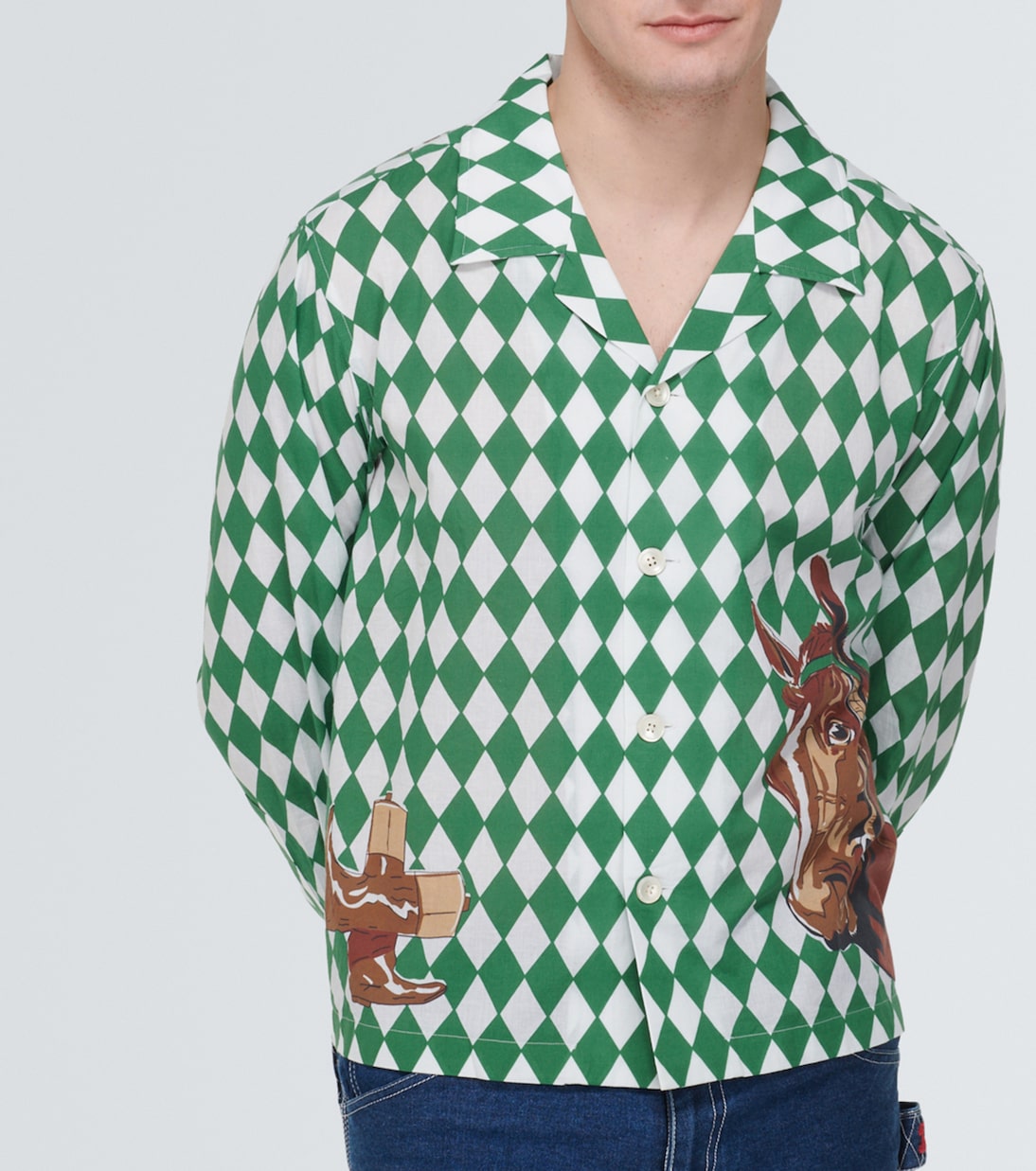 Camicia Jockey in cotone con stampa | Bode