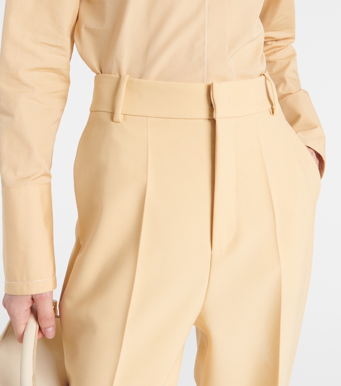 High-rise virgin wool slim pants | Tod's
