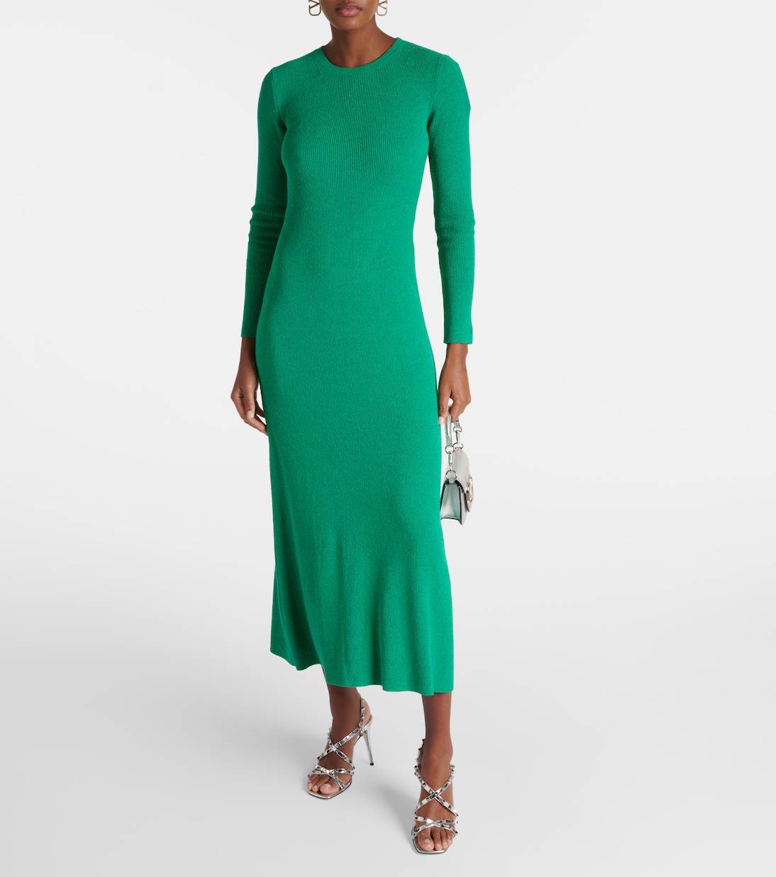 Vestido midi de bouclé de seda | Valentino