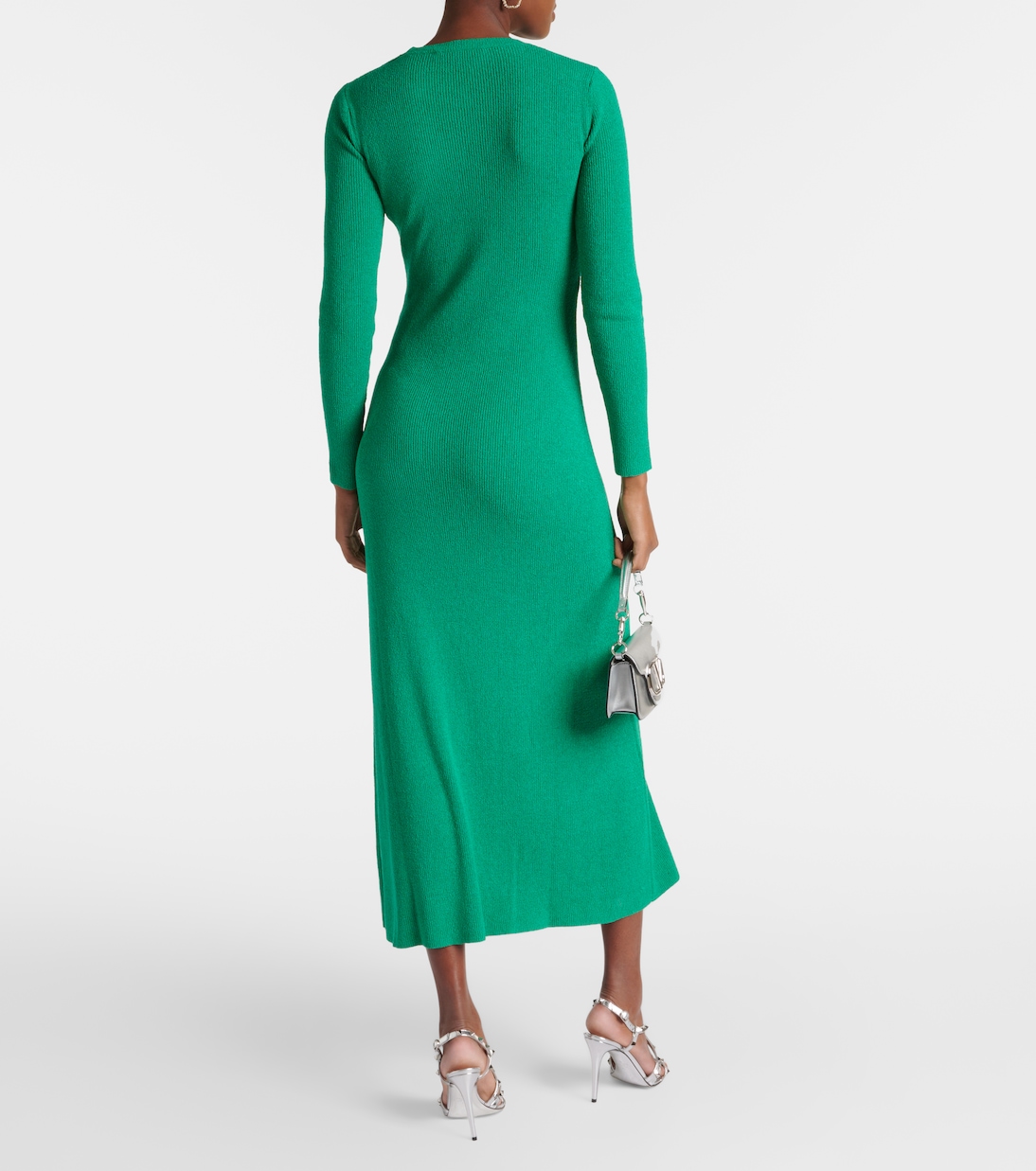 Vestido midi de bouclé de seda | Valentino